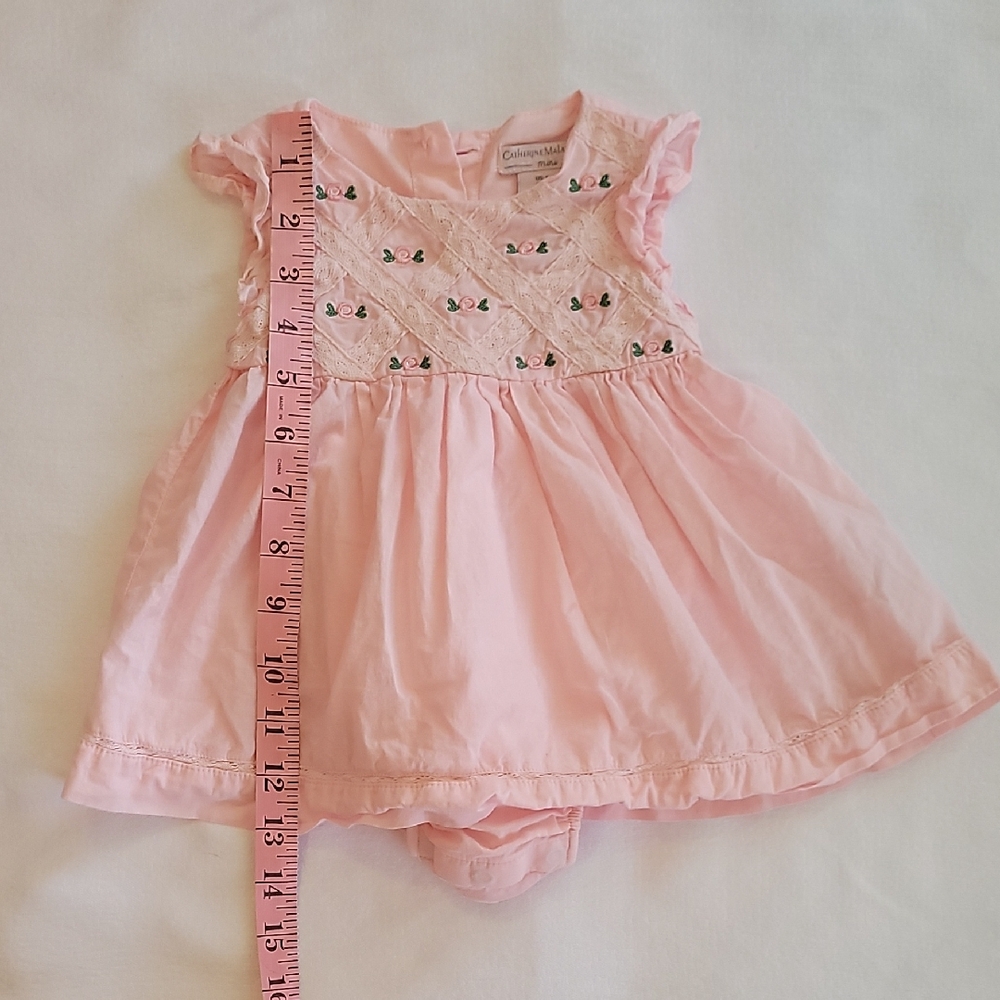 Catherine Malandruno 6-9M Pink Baby Dress with Embroidered Details - Picture 2 of 7
